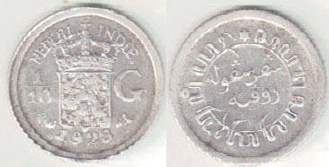 1928 Netherlands Indies Silver 1/10 Gulden A002419